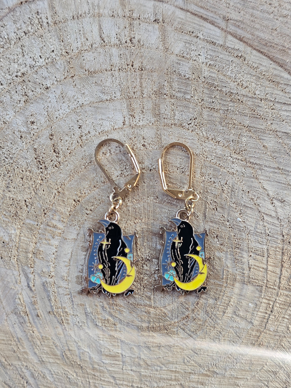 Raven and Moon Earrings