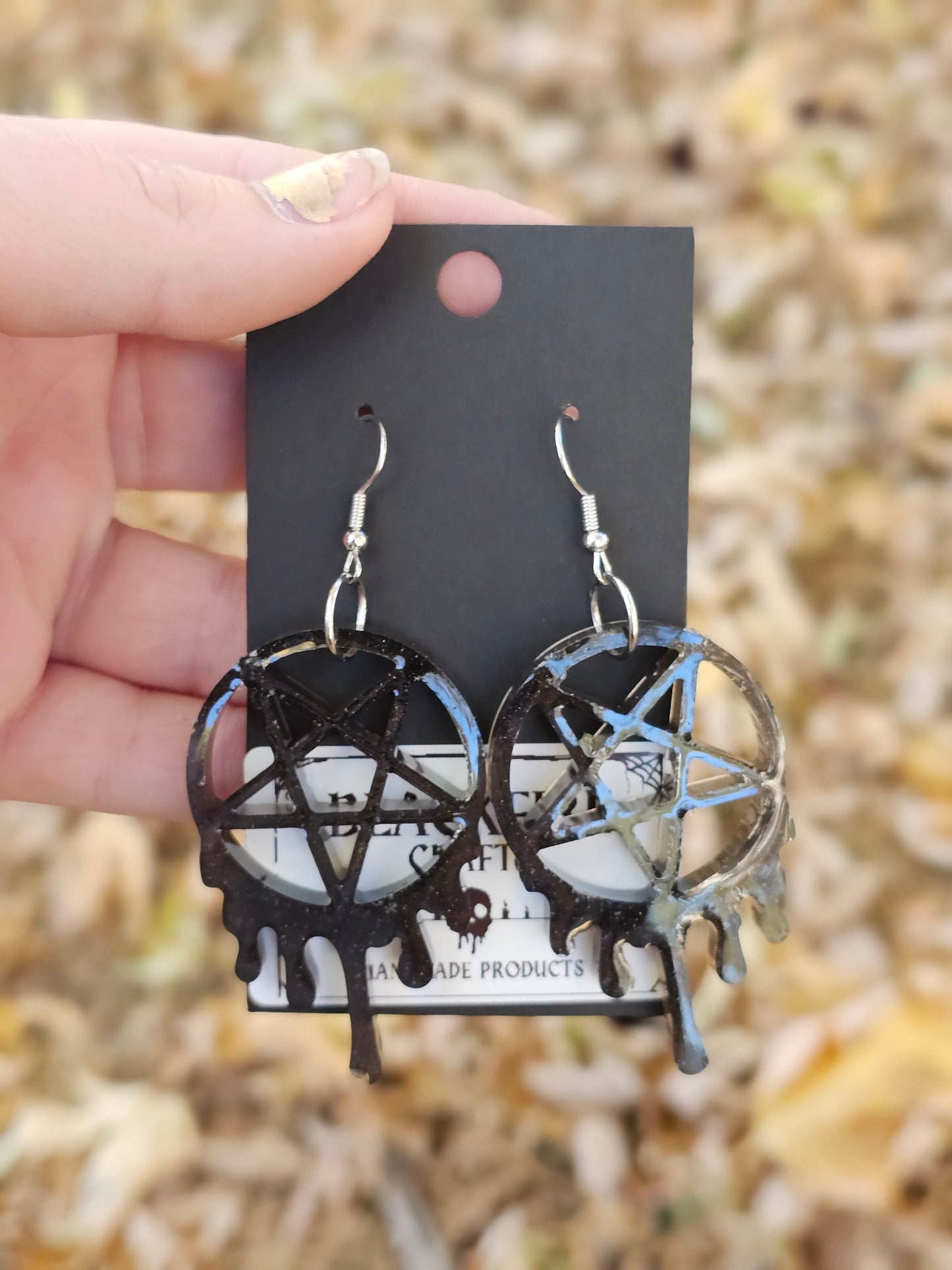 Pretty Morbid Collection Melting Upside-down Pentagram Earrings