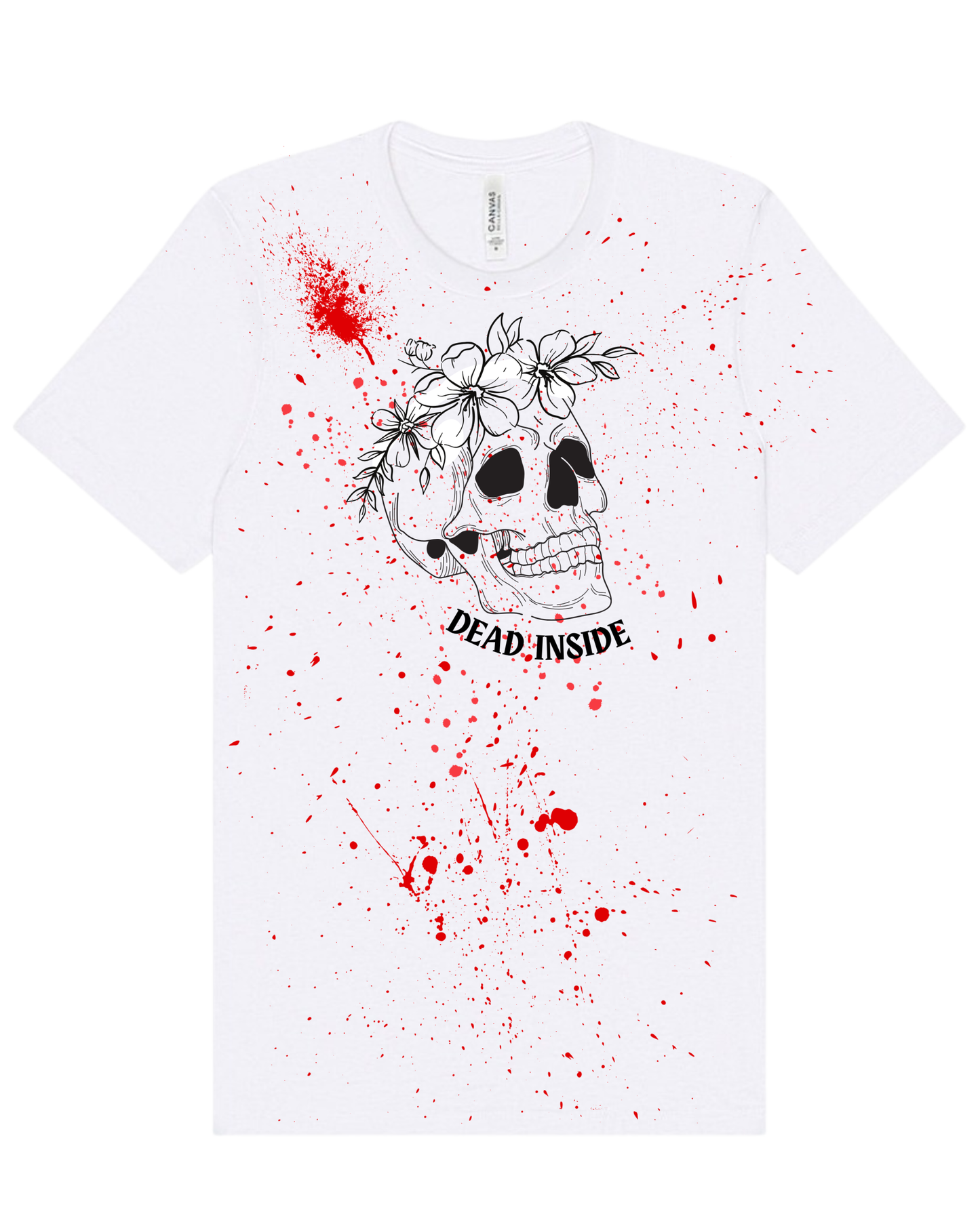 "Dead Inside" Skull With Flowers Screen Print