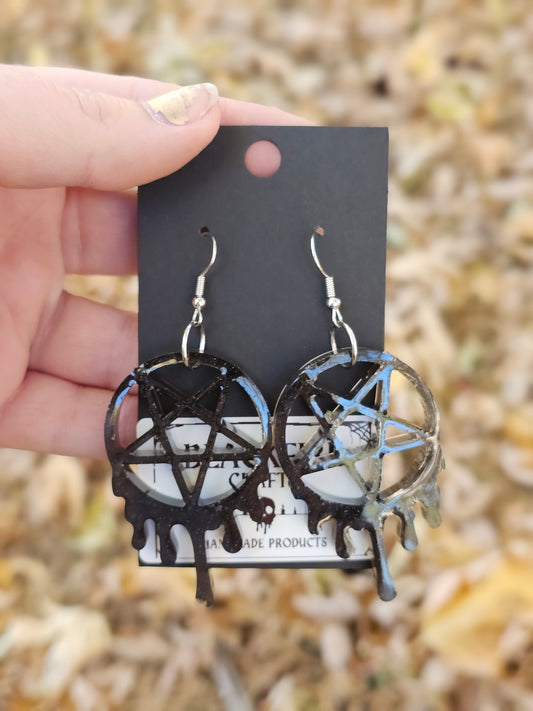 Pretty Morbid Collection Melting Upside-down Pentagram Earrings
