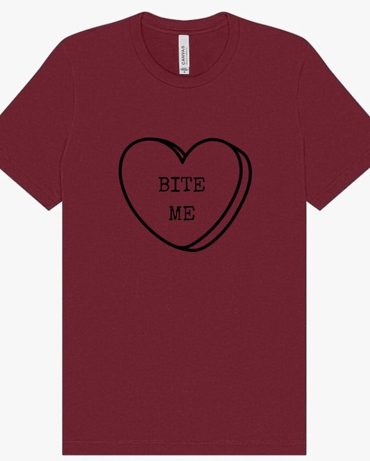 "Bite Me" Candy Heart Screen Print Apparel