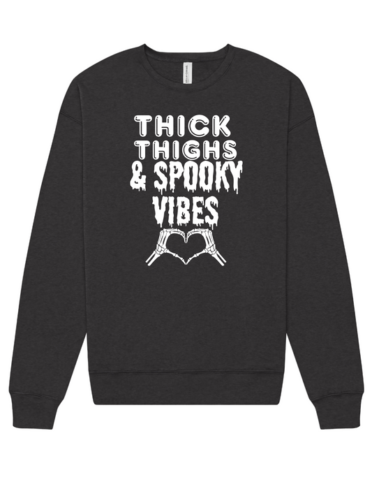 "Thick Thighs & Spooky Vibes" Screen Print Apparel